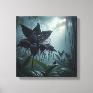 Impressão Em Tela Flor de Morcego Mística com Ave Tropical em Névoa