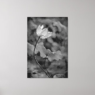 Impressão Em Tela Flor de Solitário Preto e Branco