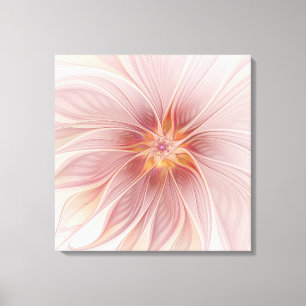 Impressão Em Tela Flor de Sono Floral de Cor Rosa Mole Abstrato