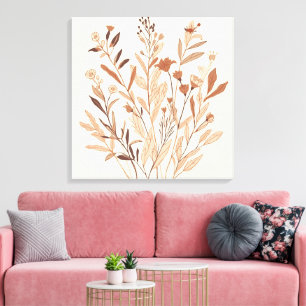 Impressão Em Tela Flor e Folha – Arte Botânica Minimalista Boho para