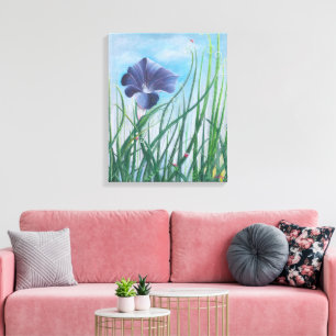 Impressão Em Tela Flor e Joaninhas