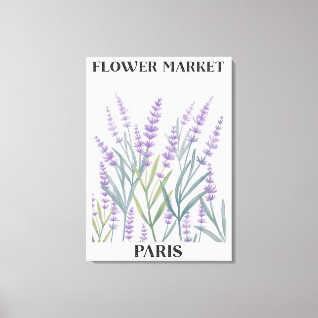 Impressão Em Tela Flor Floral de Lavanda Roxa em Aquarela (Frente)