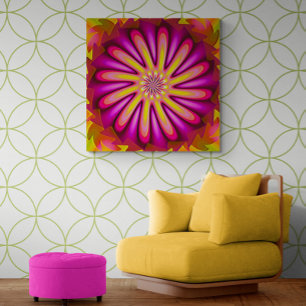 Impressão Em Tela Flor Fractal, Rosa Quente E Grooval