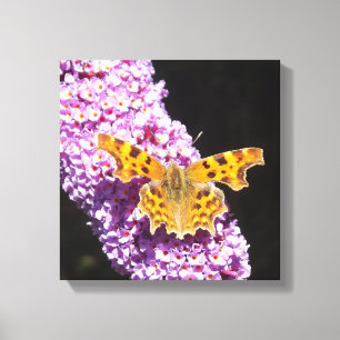 Impressão Em Tela Flor Lilical com uma borboleta sobre ela