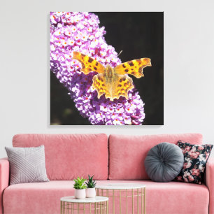 Impressão Em Tela Flor Lilical com uma borboleta sobre ela