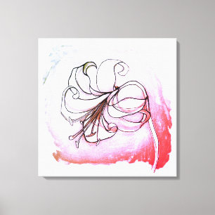Impressão Em Tela Flor Lily Flor Elegante Cor-de-Rosa e Branco