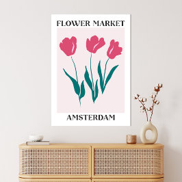 Impressão Em Tela Flor Market Amsterdam Tulipas Rosa Floral