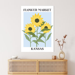 Impressão Em Tela Flor Market Kansas Yellow Sunflower Floral