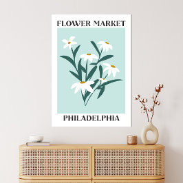 Impressão Em Tela Flor Market Philadelphia White Daisy Floral