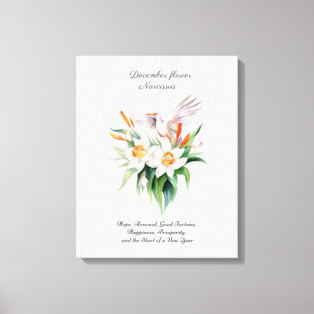 Impressão Em Tela Flor Narciso de dezembro com Pássaro Floral (Frente)