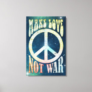 Impressão Em Tela Flor Power Peace - Fazer Amor Não Guerra 1
