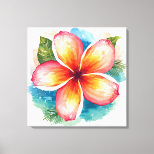 Impressão Em Tela Flor Tropical, Frangipani Floresce no Paraíso