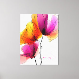 Impressão Em Tela Florais Abstratos em Aquarela Personalizados Elega