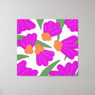 Impressão Em Tela Florais Abstratos Neon Retro Brilhantes