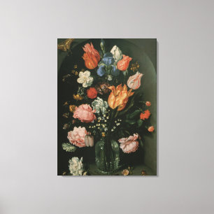 Impressão Em Tela Floral Barroco Vintage, Vaso de Flores em um Nicho
