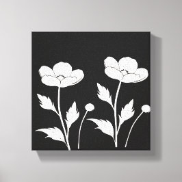 Impressão Em Tela Floral Branco sobre a Arte de Muro Preto | Boho C