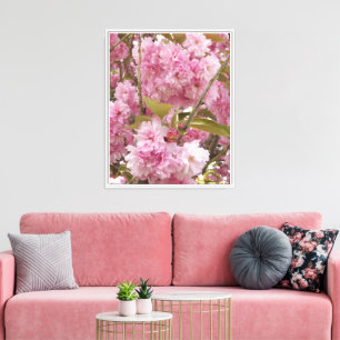 Impressão Em Tela Floral de Cerejeira Rosa