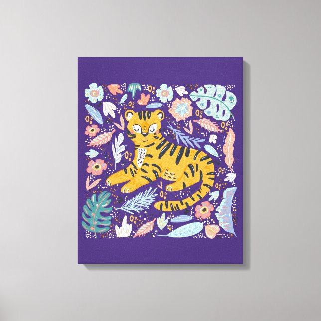 Impressão Em Tela Floral de Cuta de Tigre (Frente)