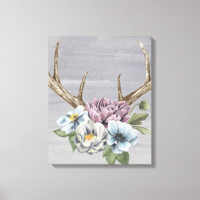 Impressão Em Tela Floral Deer Antlers (Frente)
