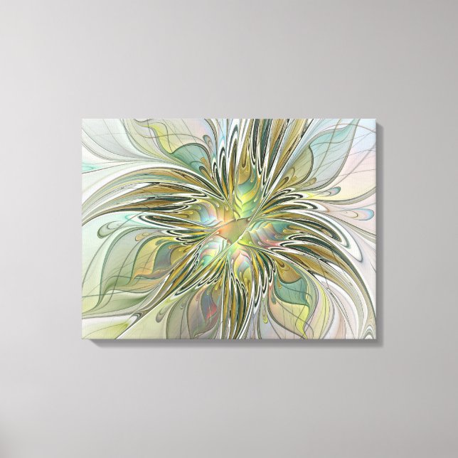 Impressão Em Tela Floral Fantasy Moderna Arte Fractal Flor Com Doura (Frente)