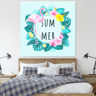 Impressão Em Tela Floral Flamingo Summer Bliss