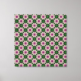 Impressão Em Tela Floral Geométrico em Verde e Marrom