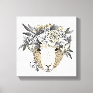 Impressão Em Tela Floral Halo Sheep