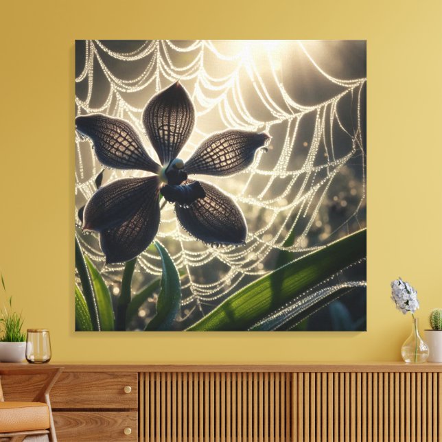 Impressão Em Tela Floral Orquídea Negra (Insitu(Sala de estar))