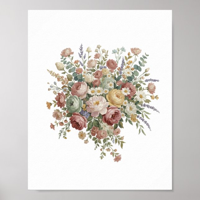 Impressão em Tela Floral Pastel Romântica (Frente)