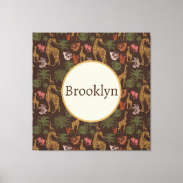 Impressão Em Tela Floral Personalizado Castanho Safari Girafa