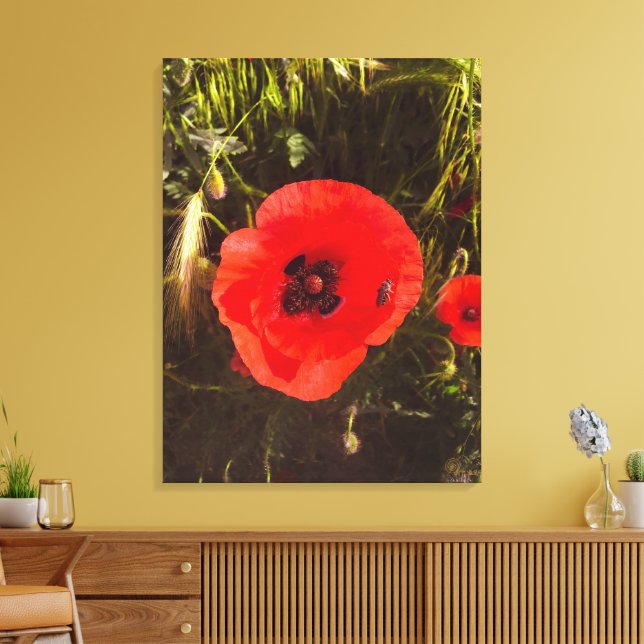 Impressão Em Tela Floral Poppy Dreamer – Botanical Fantasy Art  (Insitu(Sala de estar))