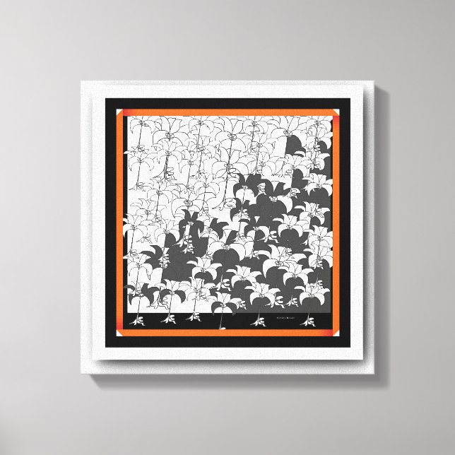 Impressão Em Tela Floral Preto Branco (Frente)