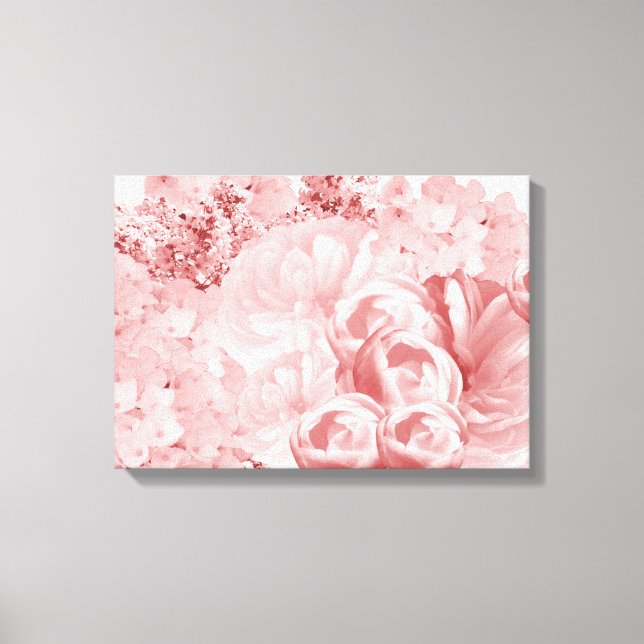 Impressão em Tela Floral Rosa Monocromática (Frente)
