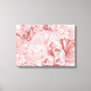 Impressão em Tela Floral Rosa Monocromática