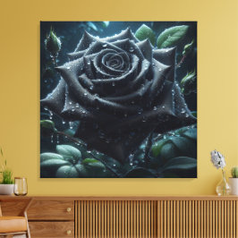 Impressão Em Tela Floral Rosa preto
