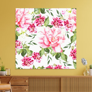 Impressão Em Tela Floral Watercolor Flowers Rosas Orquídeas de Pedôn