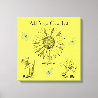 Impressão Em Tela Flores Amarelas Ilustradas