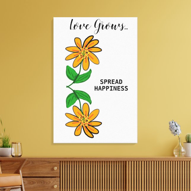 Impressão Em Tela Flores Amarelas Laranja O Amor Cresce 24" x 36" (Insitu(Sala de estar))