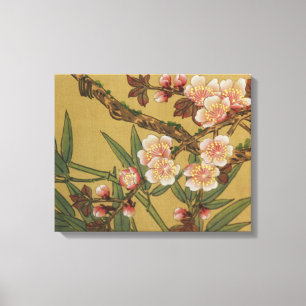 Impressão Em Tela Flores Asiáticas Japonesas de Cerejeira Vintage