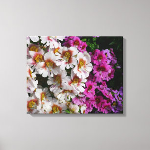 Impressão Em Tela Flores borboletas Florais brancas, cor-de-rosa e p