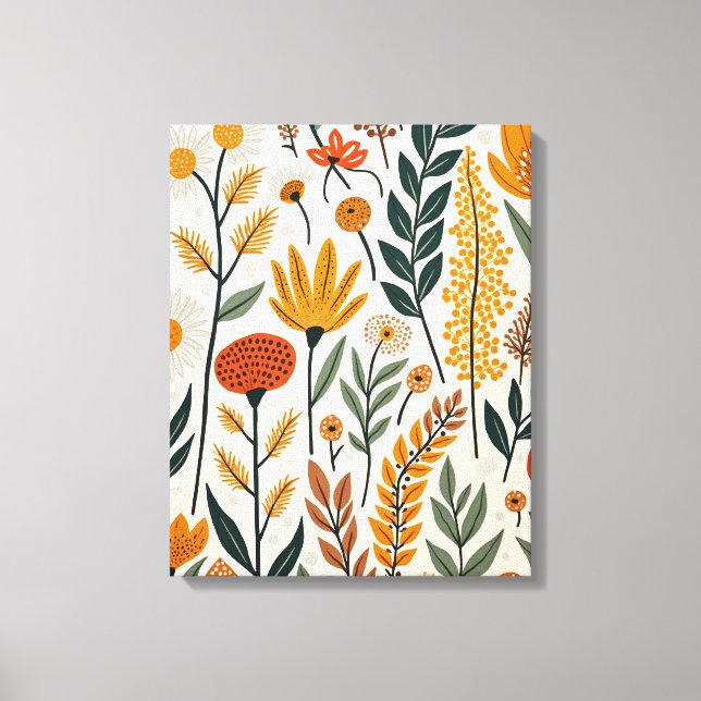 Impressão Em Tela Flores Botânicas Boho Design de Plantas 390 (Frente)
