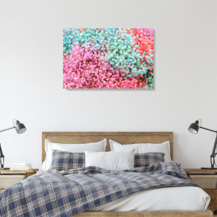 Impressão Em Tela Flores Coloridas de Gipsófila Bebê em Tons Pastel