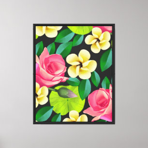 Impressão Em Tela Flores Coloridas Pintadas À Mão Design- 67459