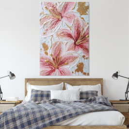 Impressão Em Tela Flores Cor-de-Rosa com Arte Abstrata de Parede em