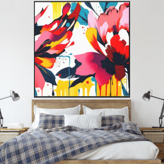 Impressão Em Tela Flores de abstrato com Fundo Branco -