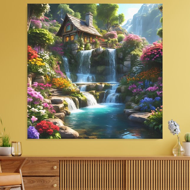 Impressão Em Tela Flores de cachoeira de montanha pacíficas (Insitu(Sala de estar))