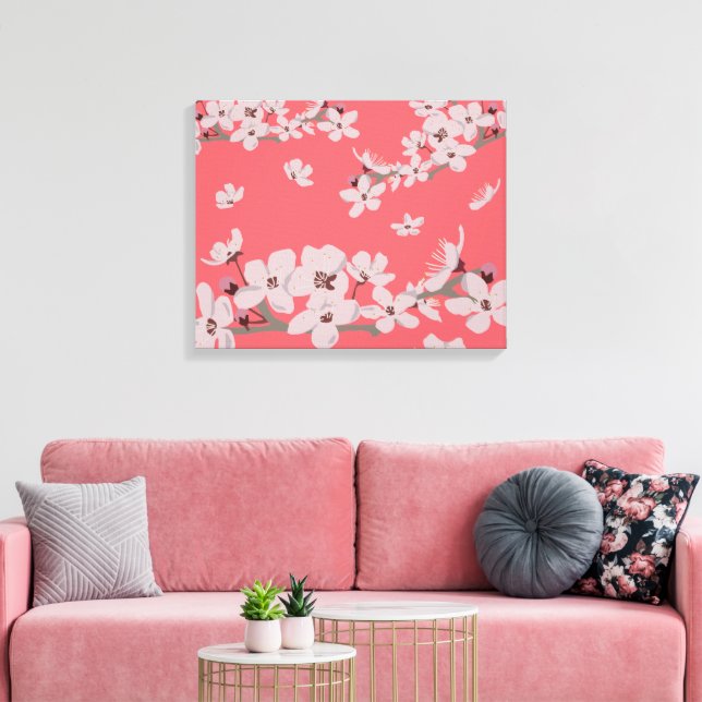 Impressão Em Tela Flores de Cerejeira Flutuantes (Insitu(Sala de estar))