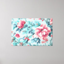 Impressão Em Tela Flores de Clarete Rosa Sofisticadas e Folhas Azure