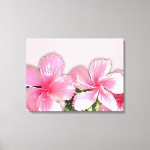 Impressão Em Tela Flores de Hibiscus Rosa-Havaianas