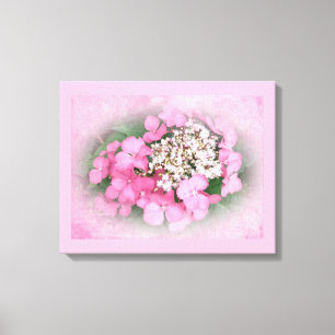 Impressão Em Tela Flores de Hydrangea, Boné de rendas rosa
